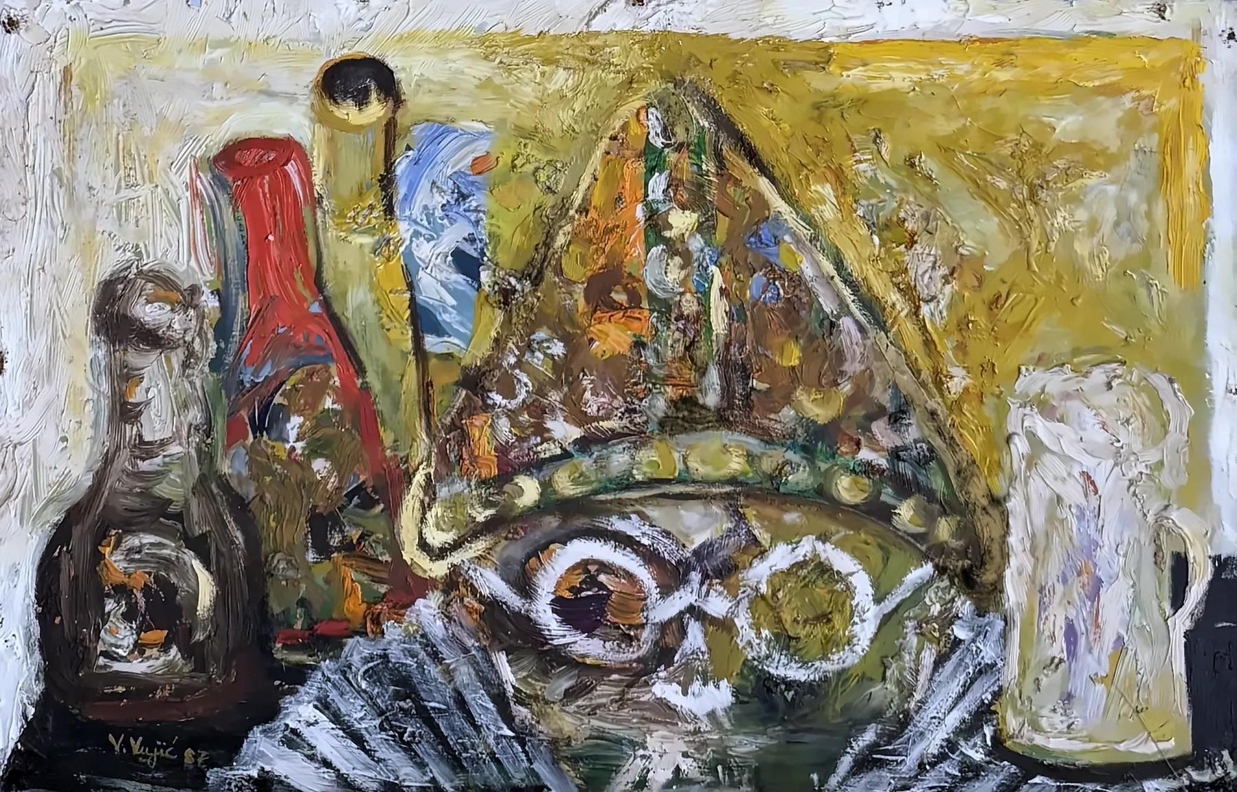 Vesko Vujić — profile figure, vertical composition, oil, Early Years, Work 6