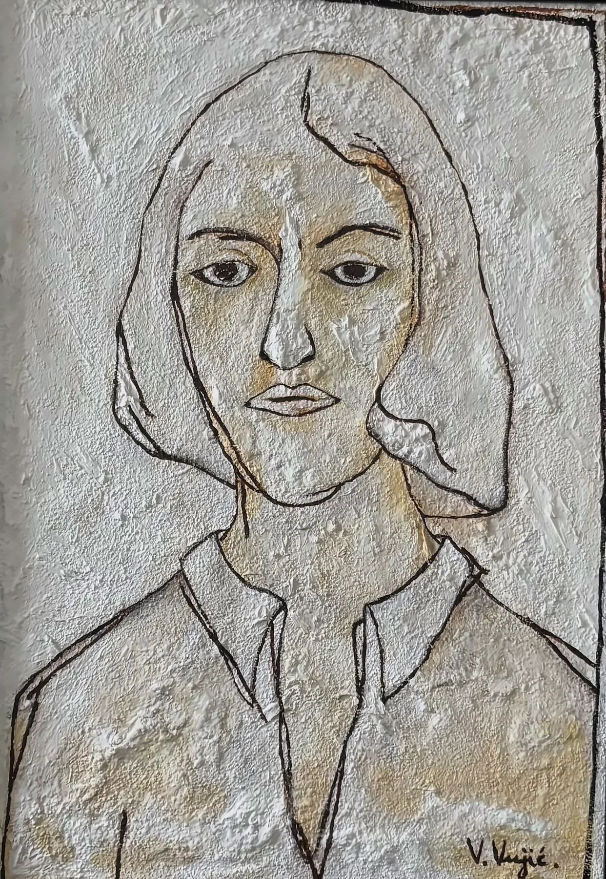 Vesko Vujić — figure in spatial emptiness, acrylic, Recent Works, Work 35