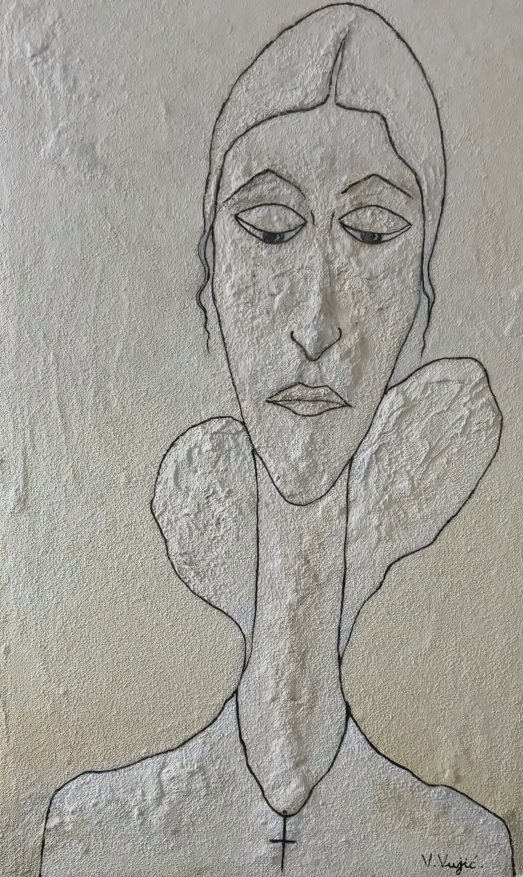 Vesko Vujić — nude study, tonal restraint, white hardboard, Recent Works, Work 40