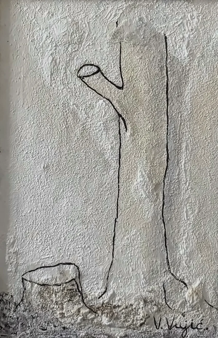 Vesko Vujić — minimal figure, decisive black mark, Recent Works, Work 45
