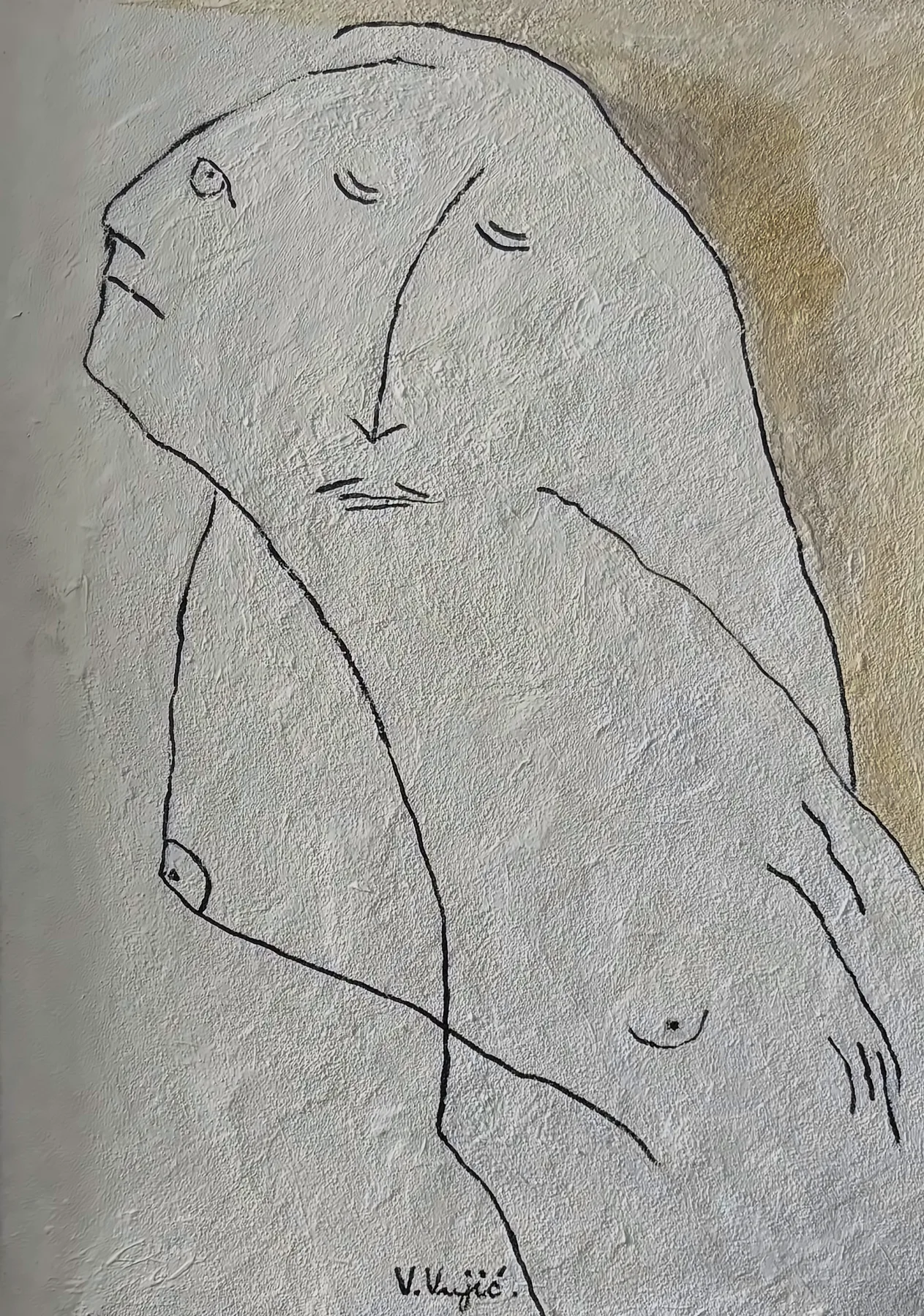 Vesko Vujić — nude study, spatial emptiness, minimal line, Recent Works, Work 63
