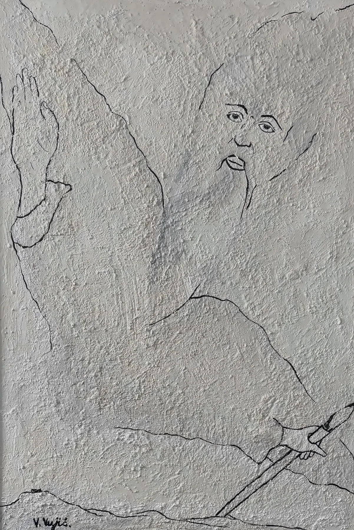 Vesko Vujić — figurative reduction, white surround, acrylic, Recent Works, Work 64