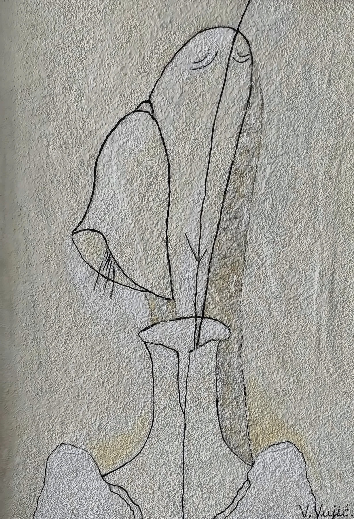 Vesko Vujić — standing form, minimal ground, decisive stroke, Recent Works, Work 67