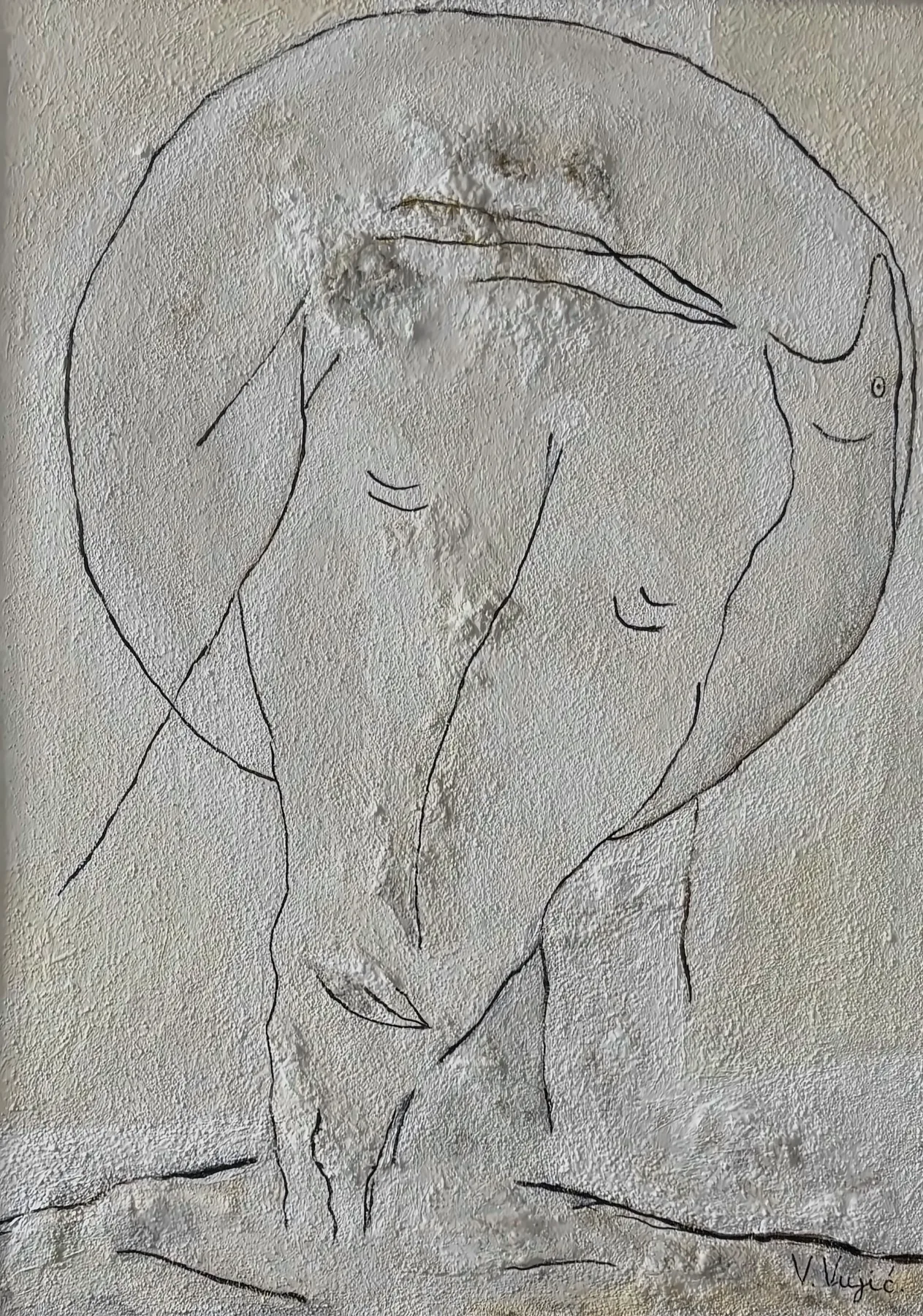 Vesko Vujić — reduced portrait, vertical composition, white, Recent Works, Work 71