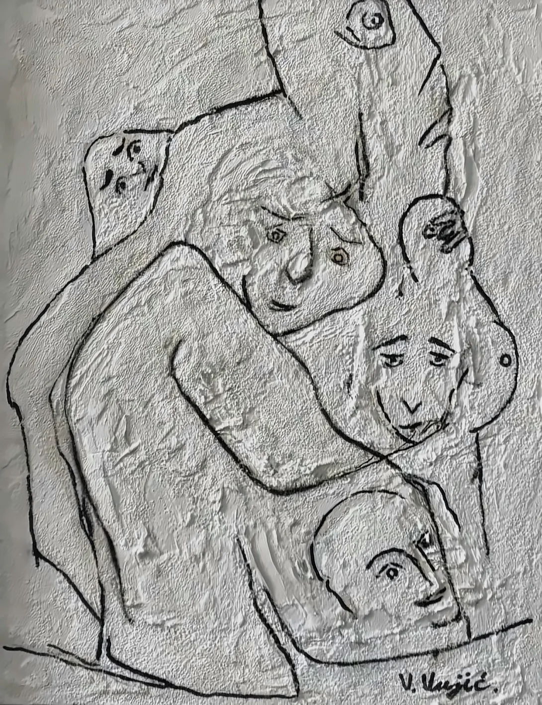 Vesko Vujić — gestural half-figure, white ground, Recent Works, Work 77