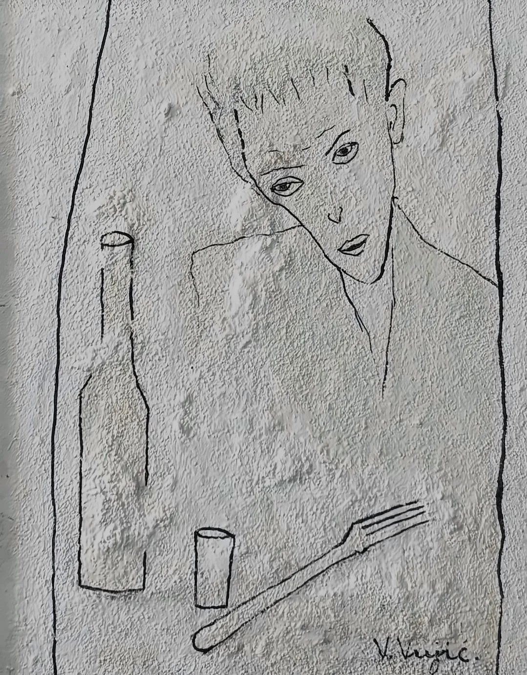 Vesko Vujić — figure study, expressive black stroke, Recent Works, Work 82