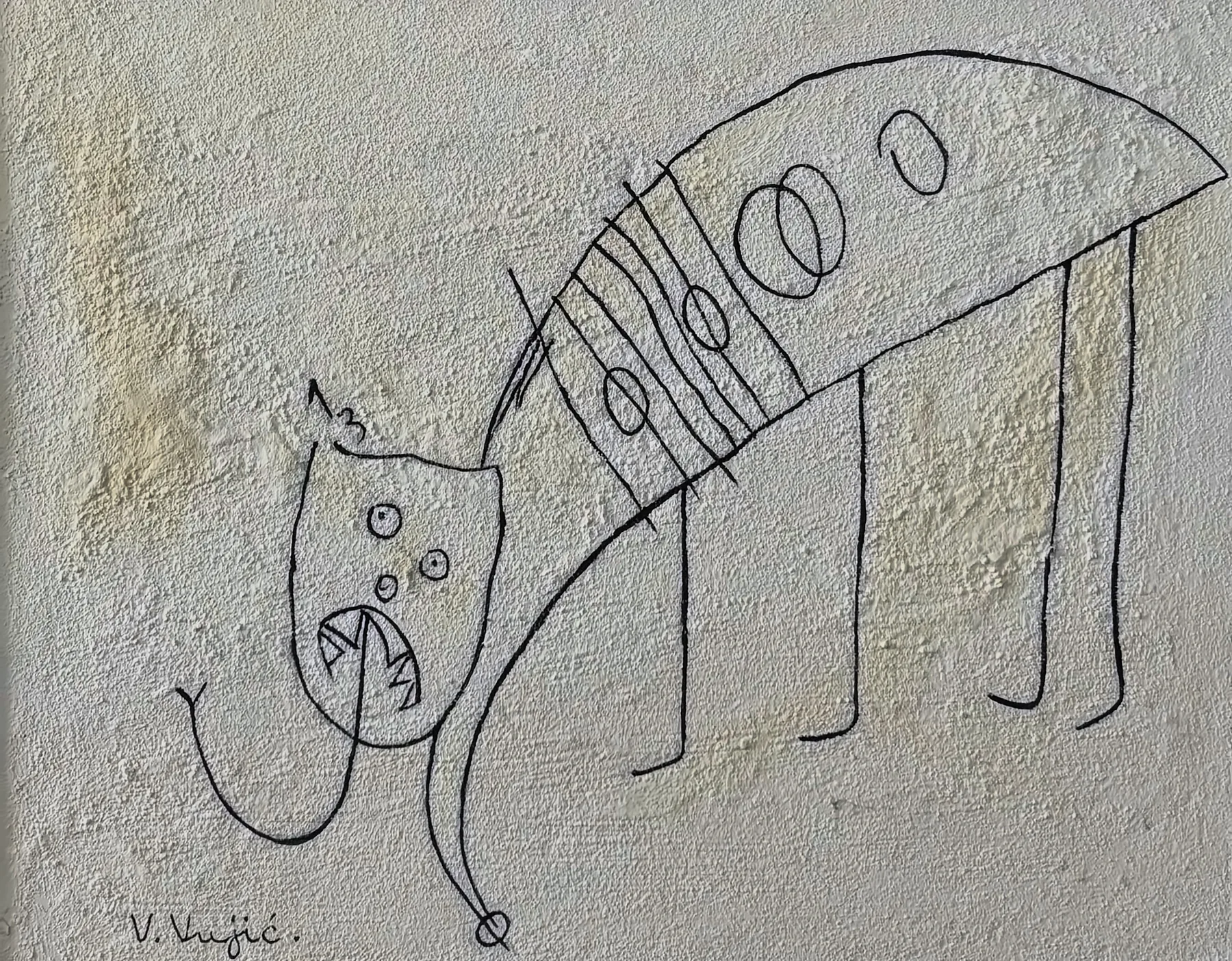 Vesko Vujić — standing nude, vertical line work, Recent Works, Work 87