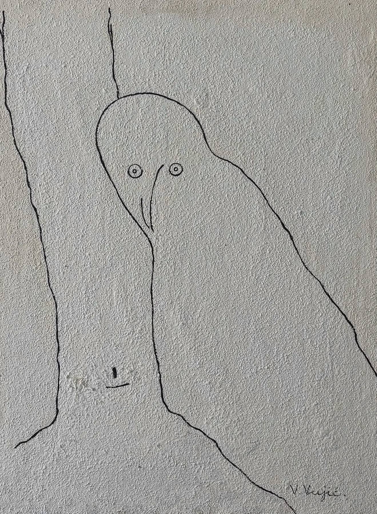 Vesko Vujić — half-figure, oscillating contour, white ground, Recent Works, Work 88