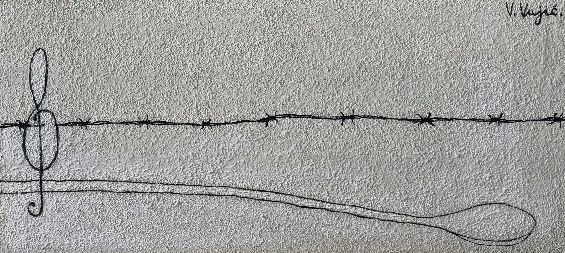 Vesko Vujić — seated figure, minimal ground, acrylic, Recent Works, Work 89