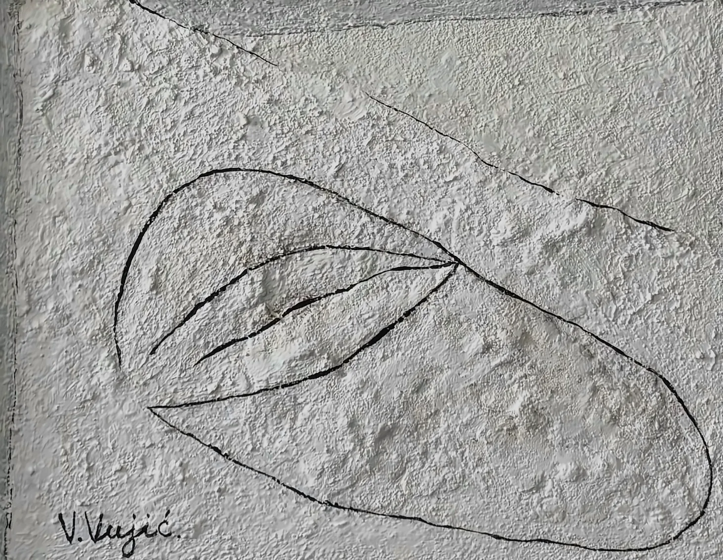 Vesko Vujić — portrait study, black on white hardboard, Recent Works, Work 90