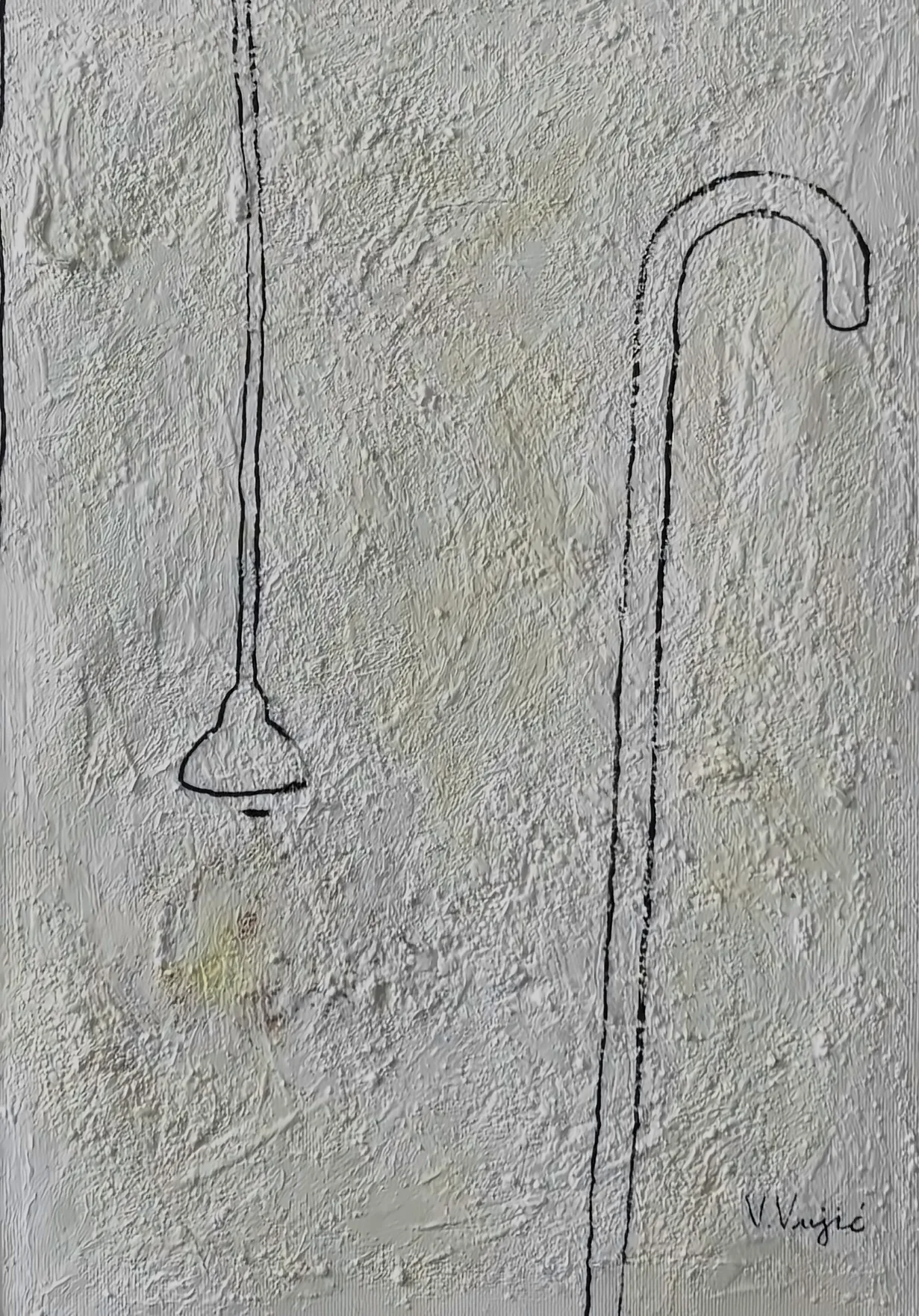 Vesko Vujić — upright form, trembling stroke, acrylic, Recent Works, Work 97