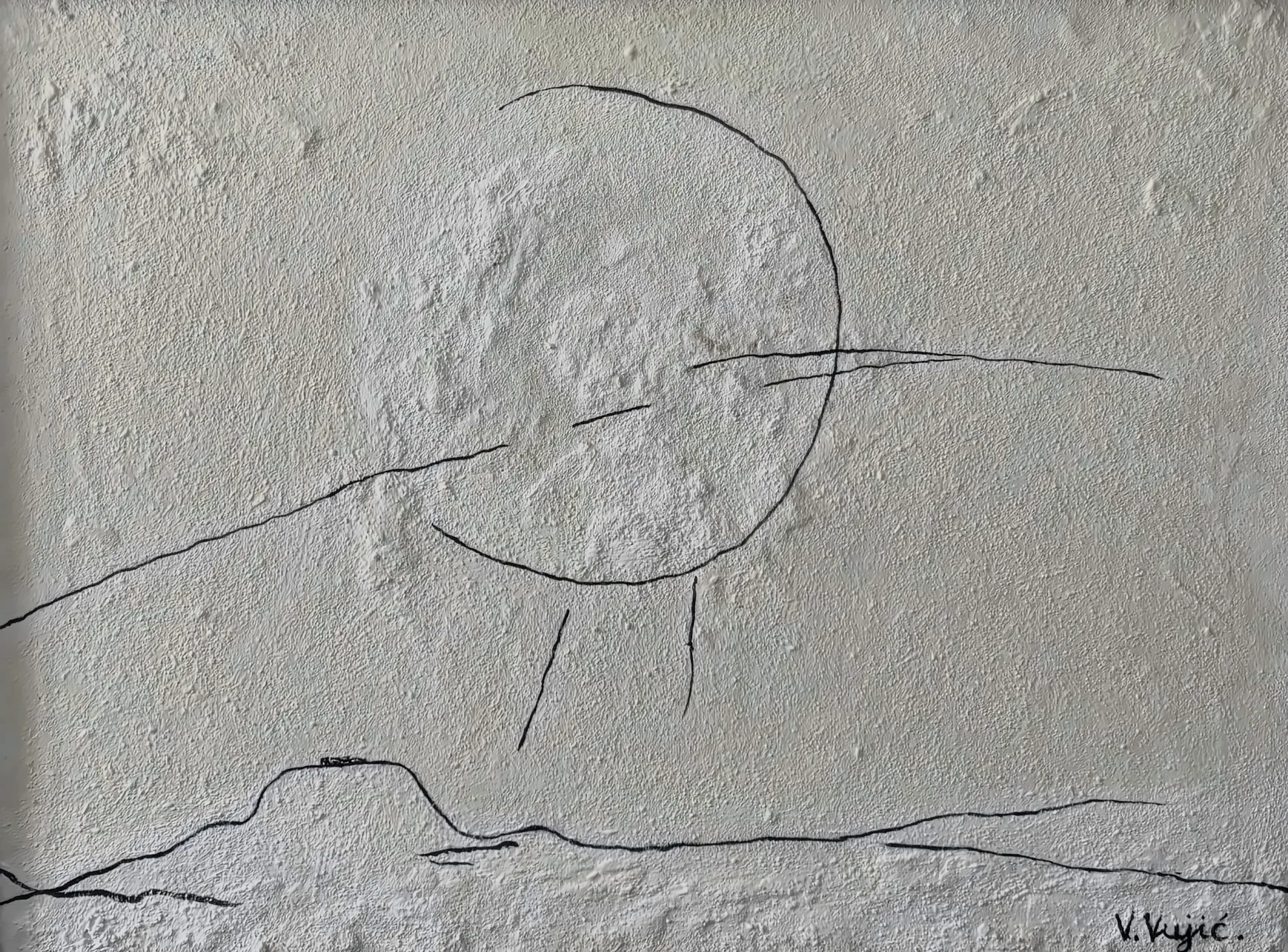 Vesko Vujić — half-figure study, linear clarity, Recent Works, Work 98